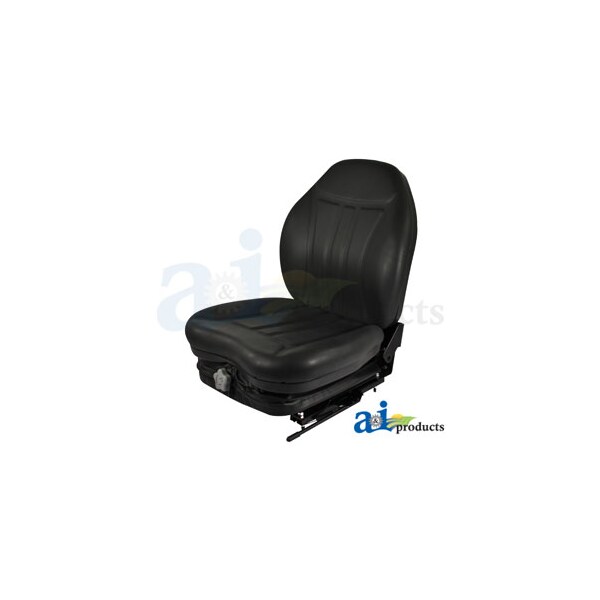 High Back Industrial Seat w/ Suspension, Slide Track, Black Vinyl 25" x20" x19.5"
